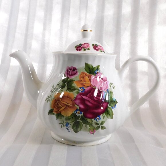 Arthur Wood and Son Teapot with Roses from England # 26022 - Picture 1 of 5